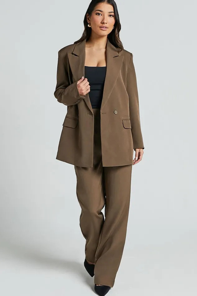 Ophelia Blazer 8211 Double Breasted Blazer In Dark Olive Women Showpo Blazers