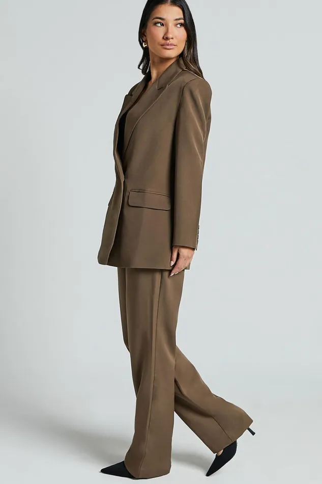 Ophelia Blazer 8211 Double Breasted Blazer In Dark Olive Women Showpo Blazers