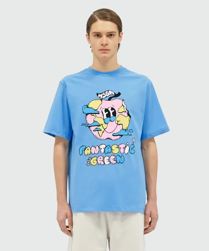 Organic Cotton 034Fantastic Green Burro Studio034 Light Blue TShirt WomenMen MSGM Tshirts