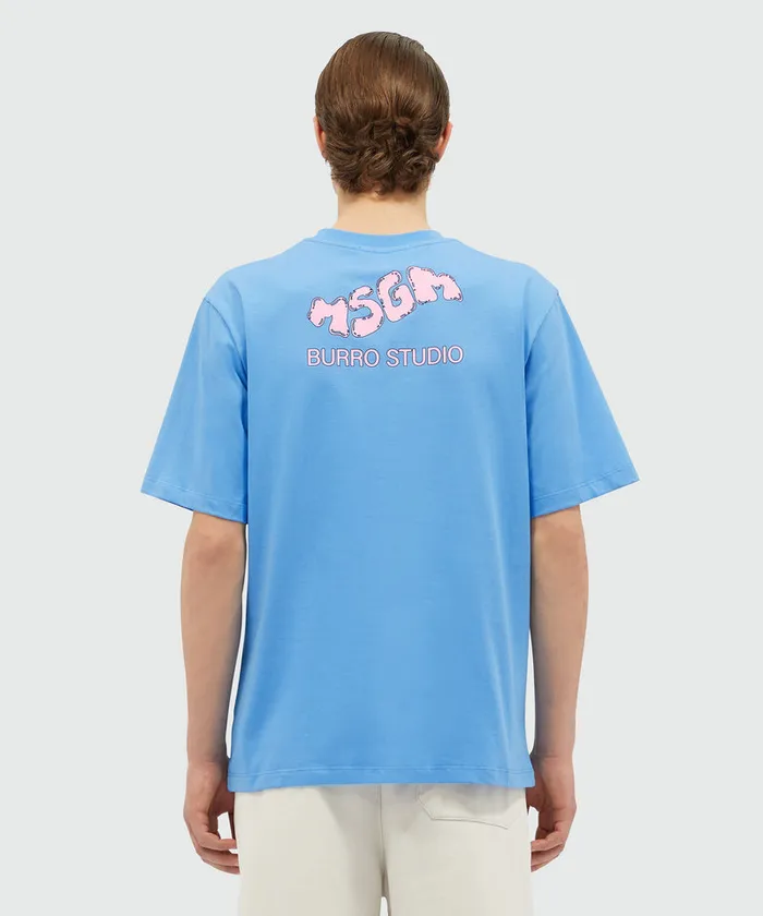 Organic Cotton 034Fantastic Green Burro Studio034 Light Blue TShirt WomenMen MSGM Tshirts
