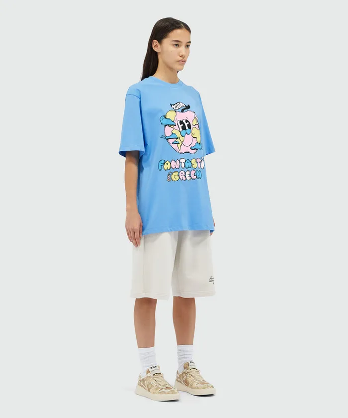 Organic Cotton 034Fantastic Green Burro Studio034 Light Blue TShirt WomenMen MSGM Tshirts