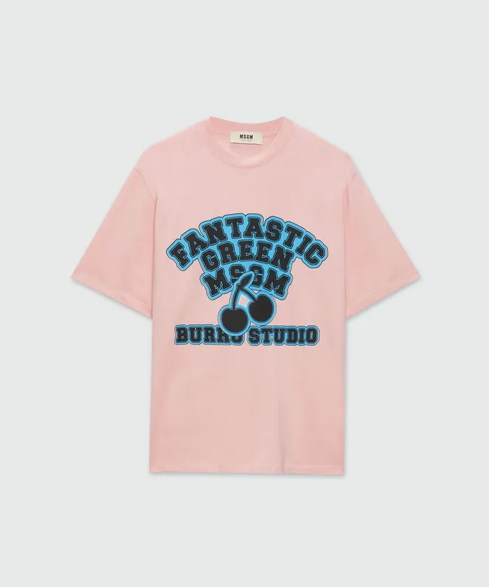 Organic Cotton 034Fantastic Green Burro Studio034 Pink TShirt WomenMen MSGM Tshirts