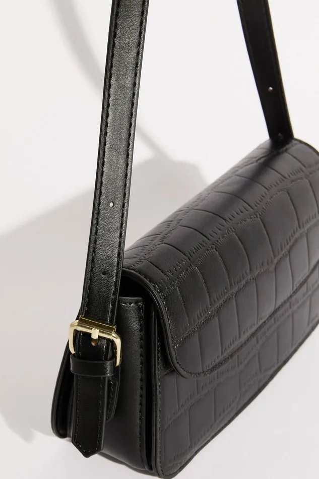 Orlando Bag 8211 Croc Adjustable Cross Body Bag In Black Women Showpo Bags