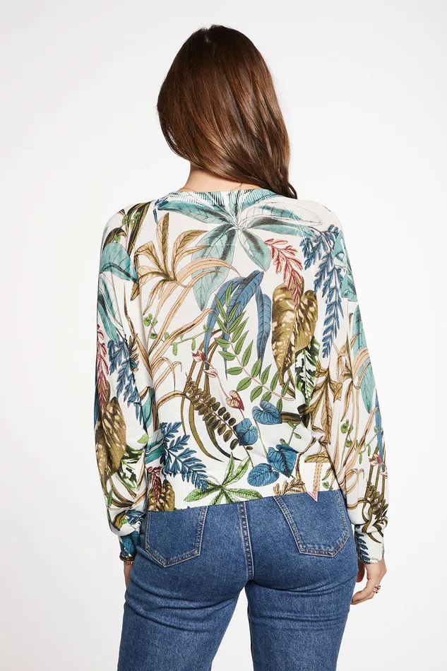 Outerwear Viscose Blend Botanical Print Oversized Long Sleeve Raglan Pullover Sweater Chaser Brand Womens Outerwear Viscose Blend Botanical Print Oversized Long Sleeve Raglan Pullover Sweater Chaser Brand Womens
