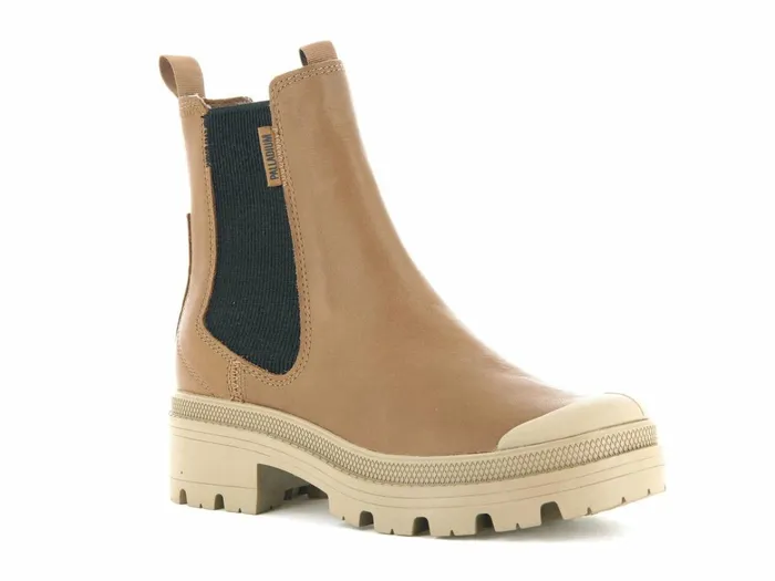 Palladium Pallabase Chelsea Leather Dear Brown Women Boots
