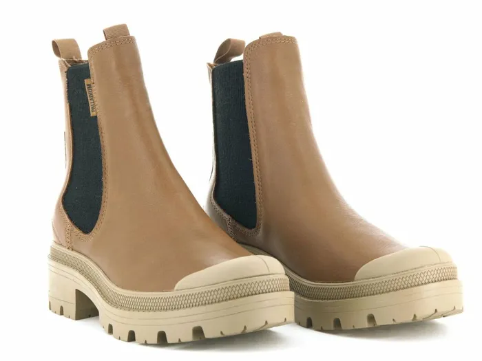 Palladium Pallabase Chelsea Leather Dear Brown Women Boots