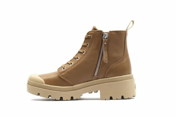 Palladium Pallabase Leather Dear Brown Women Boots