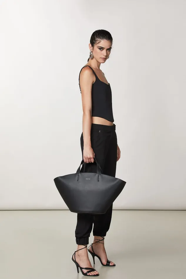 Patrizia Pepe Black Leather Shopper Nero Bags Shoppers
