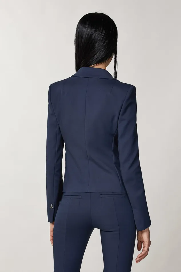 Patrizia Pepe Blue 2 Button Slim Jacket Navy Apparel Blazers