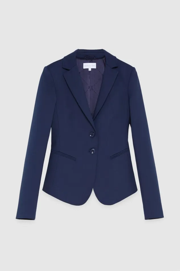 Patrizia Pepe Blue 2 Button Slim Jacket Navy Apparel Blazers