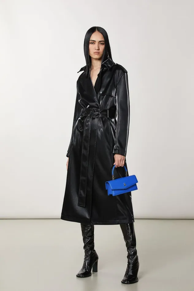 Patrizia Pepe Blue Pantaloni Flare In Tessuto Tecnico Blue Ray Bags Handbags