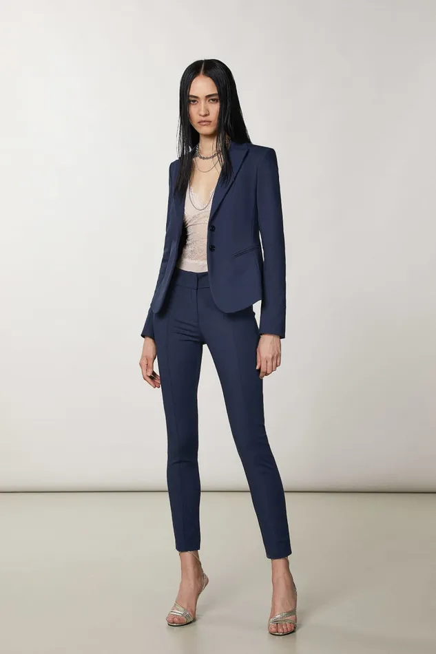 Patrizia Pepe Blue Slim Pants Navy Apparel Slim and Skinny