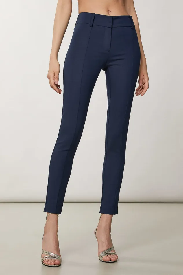 Patrizia Pepe Blue Slim Pants Navy Apparel Slim and Skinny