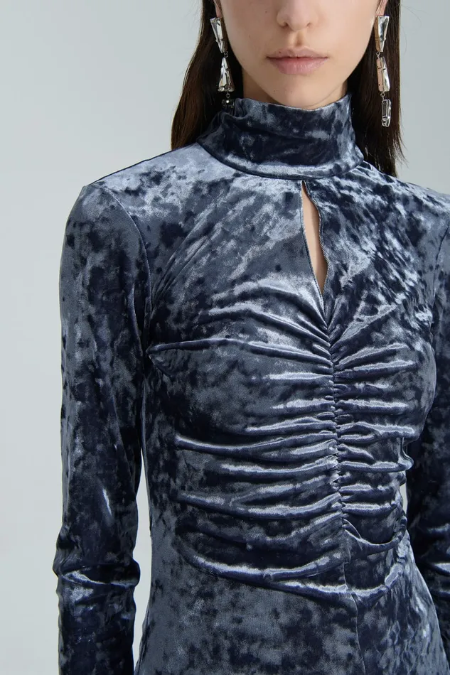 Patrizia Pepe Blue Velvet Dress Essential Atmosphere Blue Apparel Mini