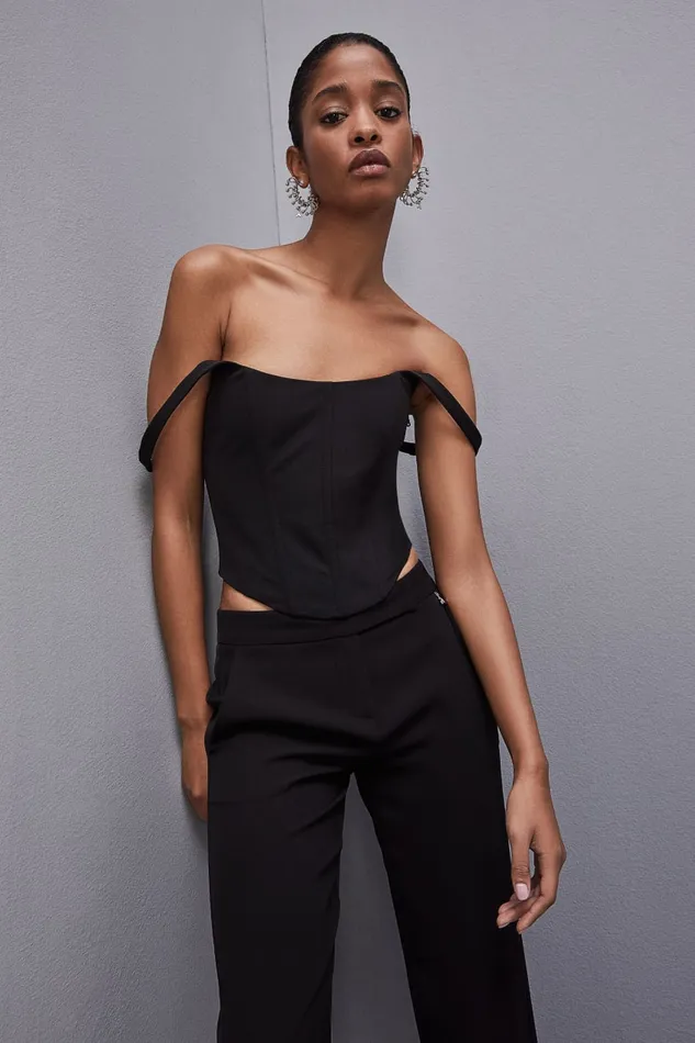 Patrizia Pepe Bustier Top Black Nero Apparel Tops