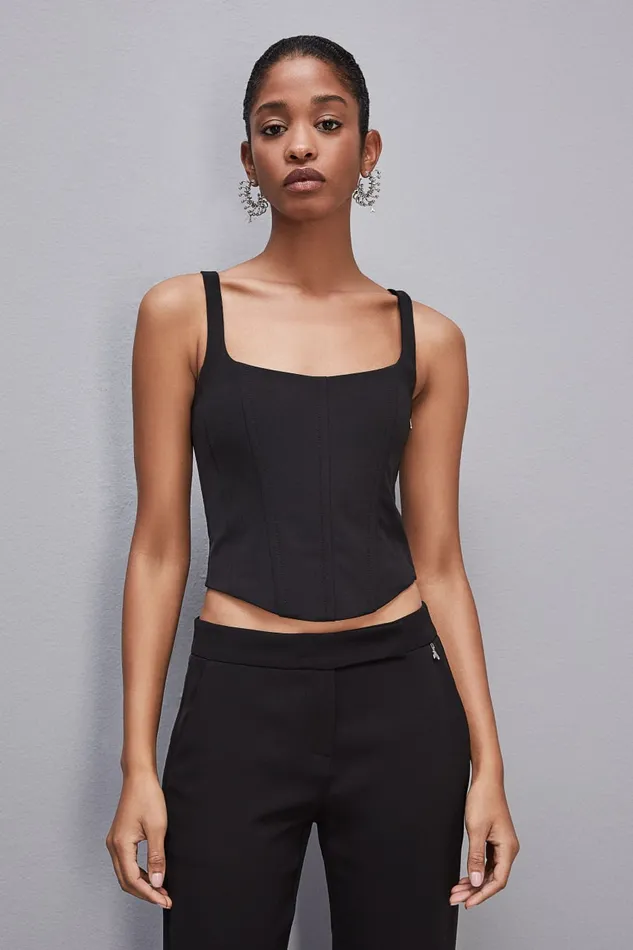 Patrizia Pepe Bustier Top Black Nero Apparel Tops