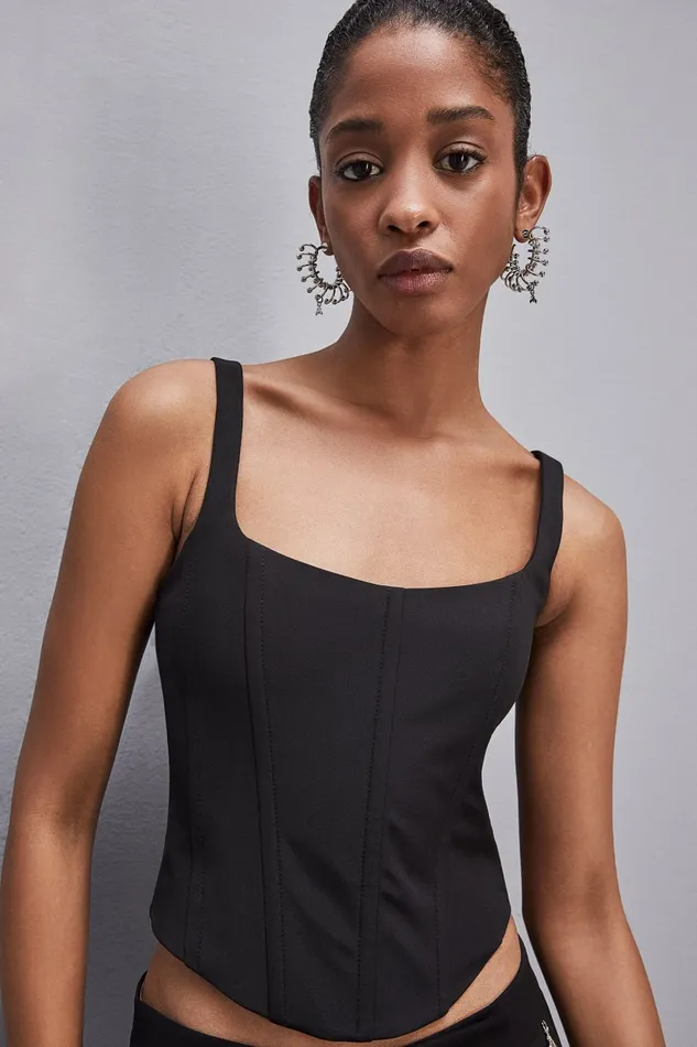 Patrizia Pepe Bustier Top Black Nero Apparel Tops