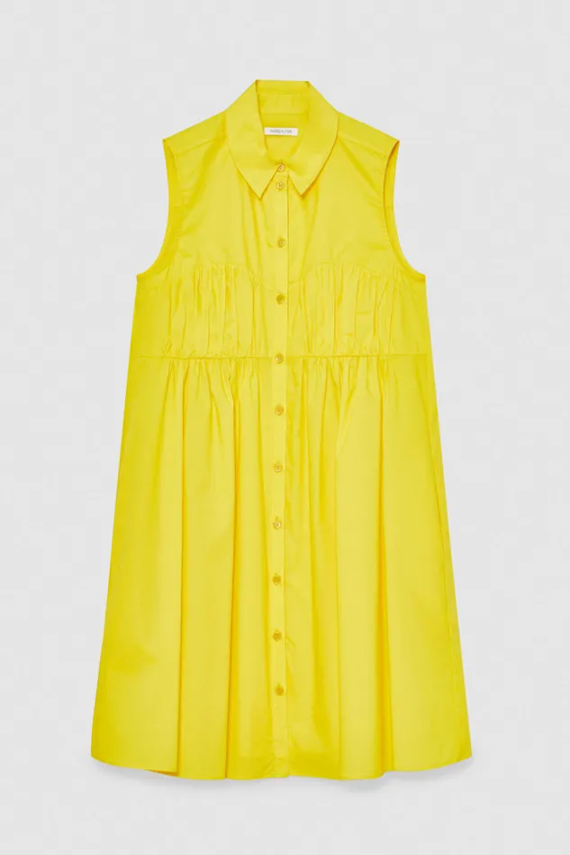 Patrizia Pepe Cotton Chemisier Mini Dress Yellow Dynamic Yellow Apparel Mini