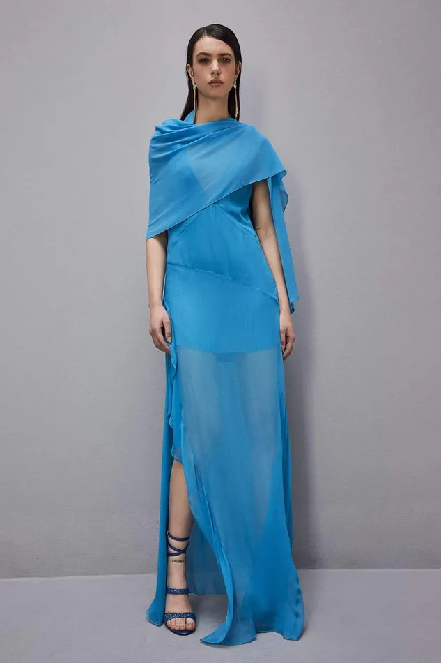 Patrizia Pepe Crepe Stole Light Blue Summer Tourquoise Accessories