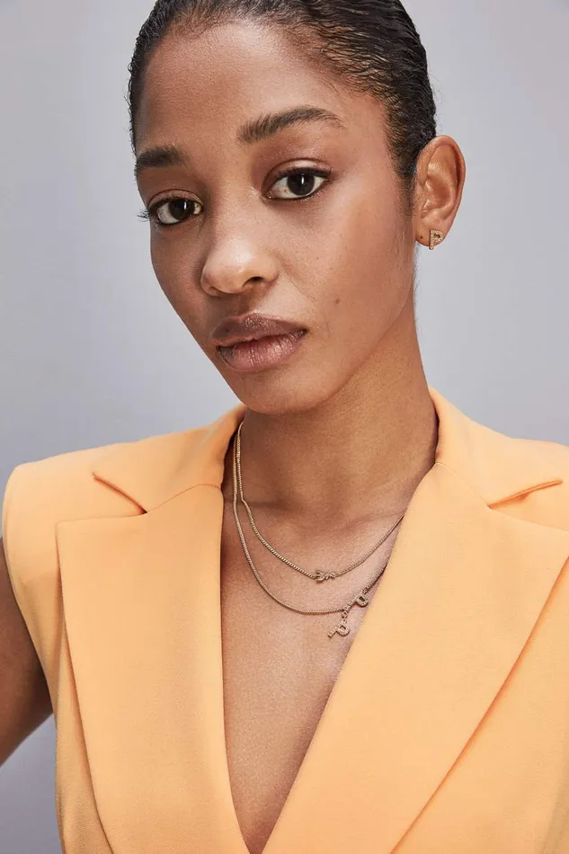 Patrizia Pepe Double Chain Brass Necklace Orange Shiny Orange Accessories