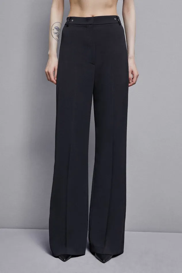 Patrizia Pepe Essential Crepe Palazzofit Pants Black Nero Apparel Palazzo