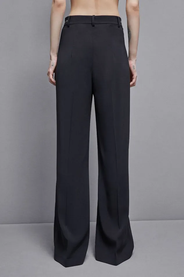 Patrizia Pepe Essential Crepe Palazzofit Pants Black Nero Apparel Palazzo