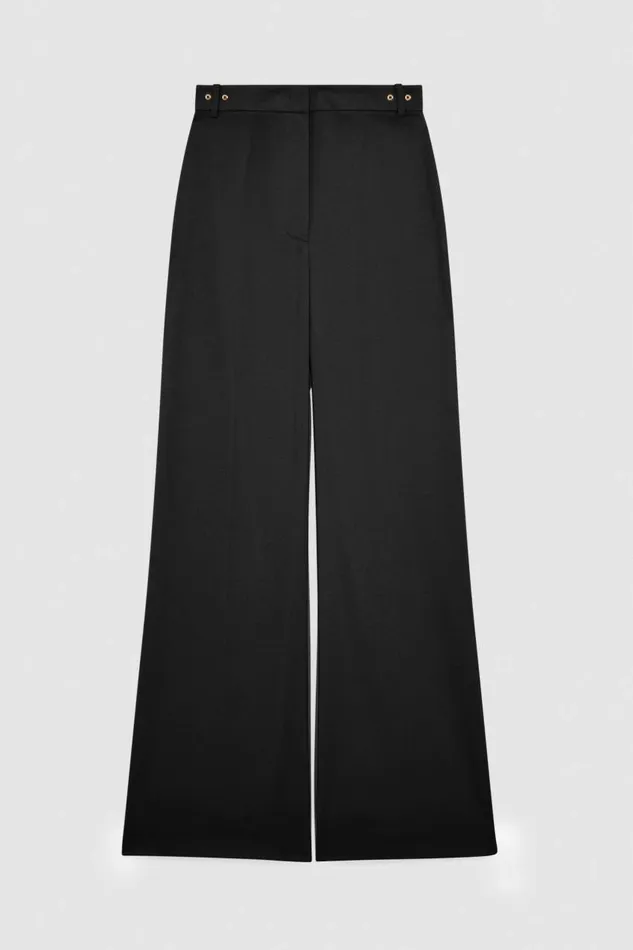 Patrizia Pepe Essential Crepe Palazzofit Pants Black Nero Apparel Palazzo