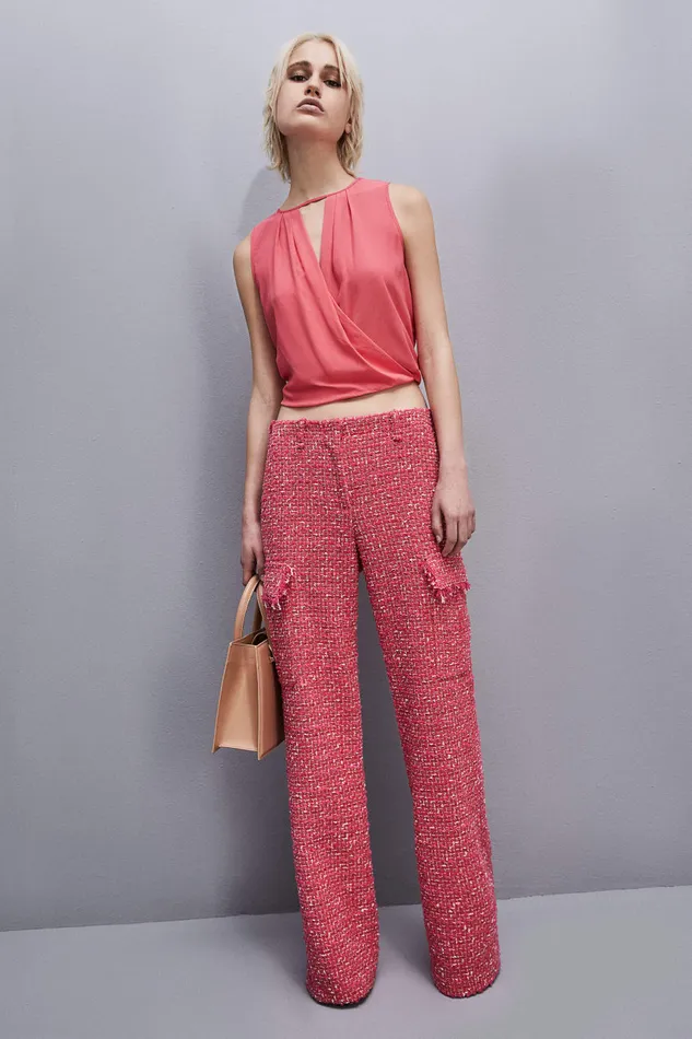 Patrizia Pepe Essential Crossover Top Pink Hybrid Rose Apparel Blouses