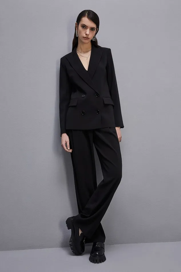 Patrizia Pepe Essential Doublebreasted Jacket Black Nero Apparel Blazers