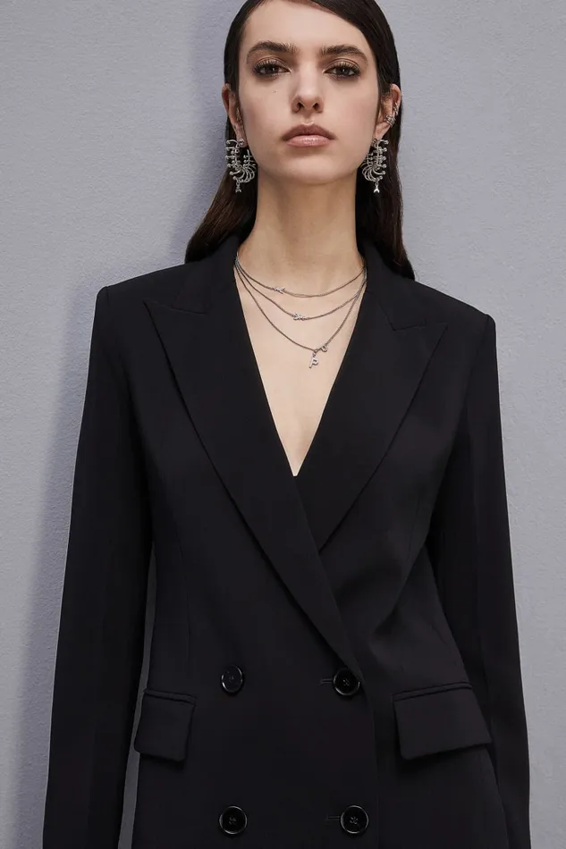 Patrizia Pepe Essential Doublebreasted Jacket Black Nero Apparel Blazers