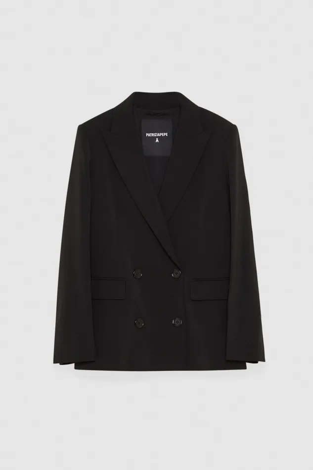 Patrizia Pepe Essential Doublebreasted Jacket Black Nero Apparel Blazers