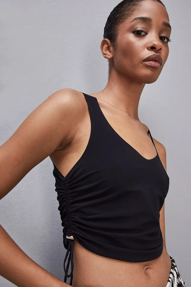 Patrizia Pepe Essential Stretch Jersey Sleeveless Top Black Nero Apparel Tops