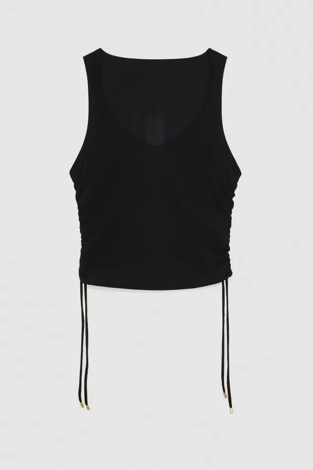 Patrizia Pepe Essential Stretch Jersey Sleeveless Top Black Nero Apparel Tops