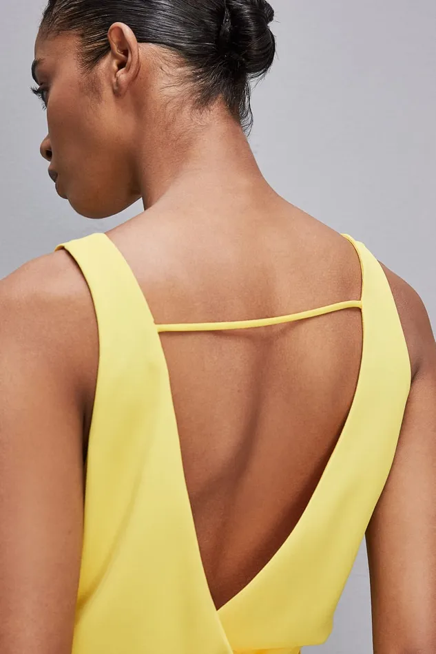 Patrizia Pepe Extra Long Soft Sleeveless Dress In Twill Yellow Dynamic Yellow Apparel Long