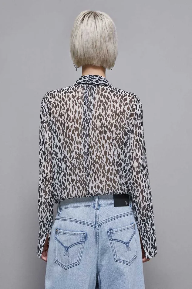 Patrizia Pepe Flowing Patterned Shirt White Black White Fantasy Apparel Shirts
