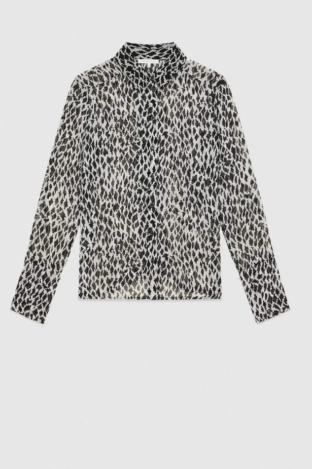 Patrizia Pepe Flowing Patterned Shirt White Black White Fantasy Apparel Shirts