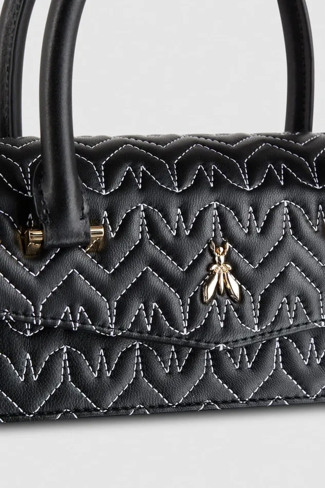 Patrizia Pepe Fly Bamby Quilted Leather Bag Black Black Monogram Bags Handbags