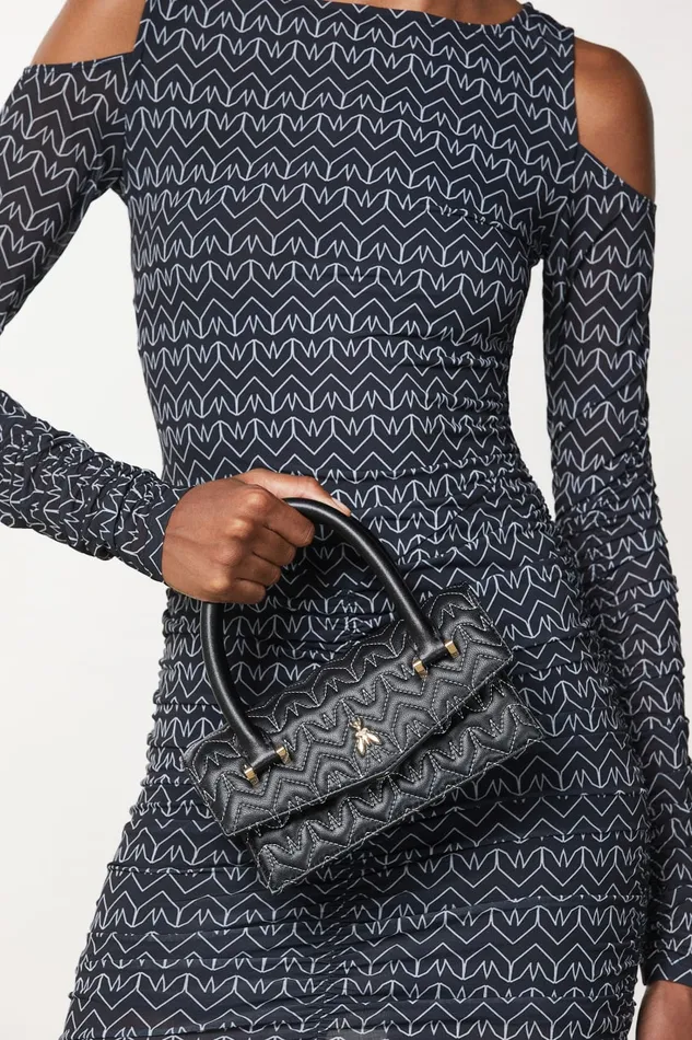 Patrizia Pepe Fly Bamby Quilted Leather Bag Black Black Monogram Bags Handbags