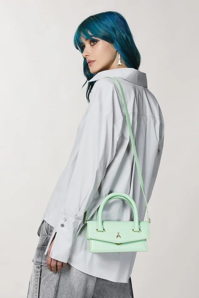 Patrizia Pepe Green Leather Fly Bamby Bag Planet Green Bags Handbags