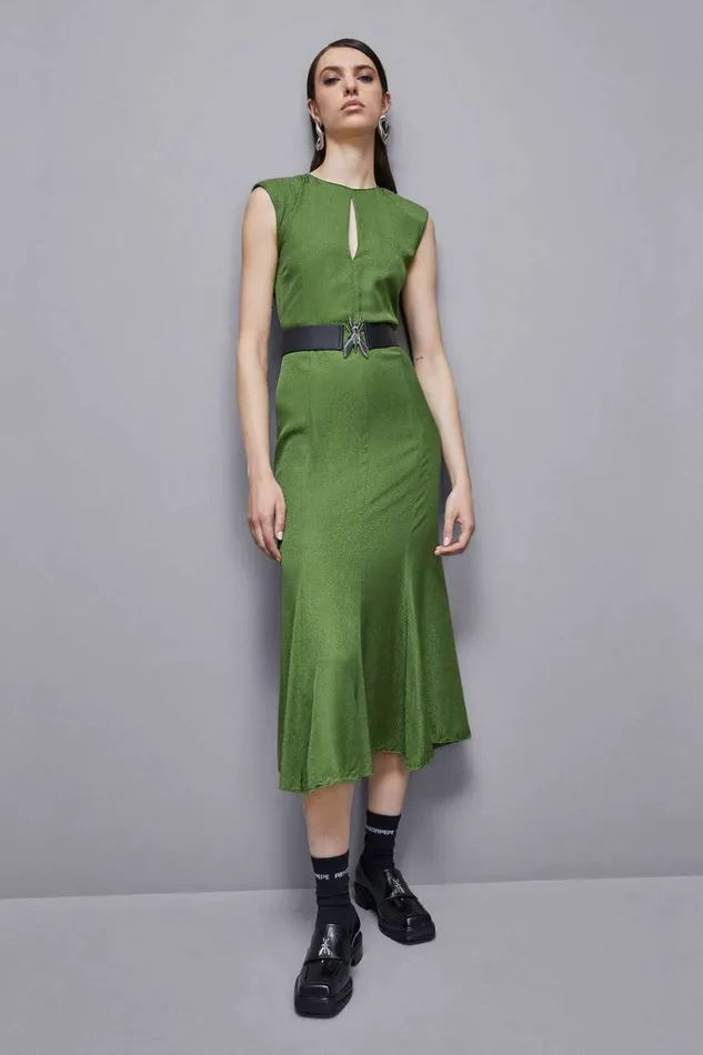 Patrizia Pepe Jacquard Viscose Midi Dress Green Green Garden Apparel Midi