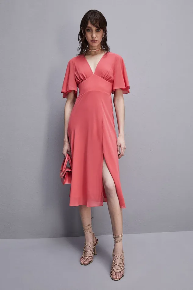 Patrizia Pepe Jeweled Dress In Georgette With Square Back Neckline Pink Hybrid Rose Apparel Mini