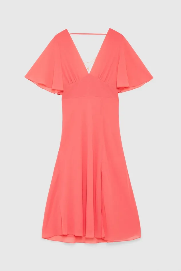 Patrizia Pepe Jeweled Dress In Georgette With Square Back Neckline Pink Hybrid Rose Apparel Mini