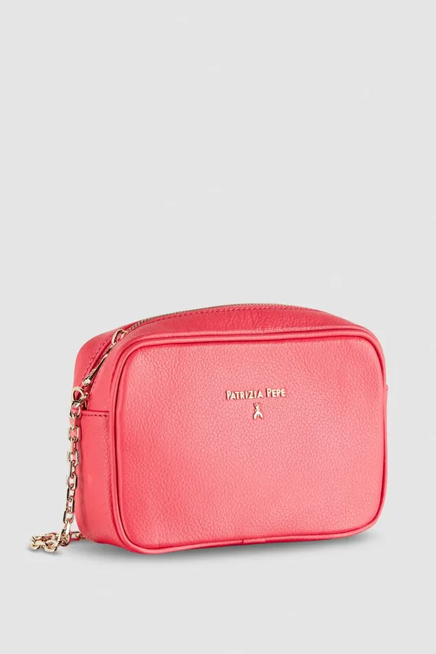 Patrizia Pepe Leather Bag With Shoulder Strap Pink Hybrid Rose Bags Crossbodys