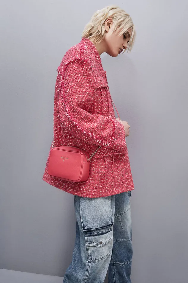 Patrizia Pepe Leather Bag With Shoulder Strap Pink Hybrid Rose Bags Crossbodys