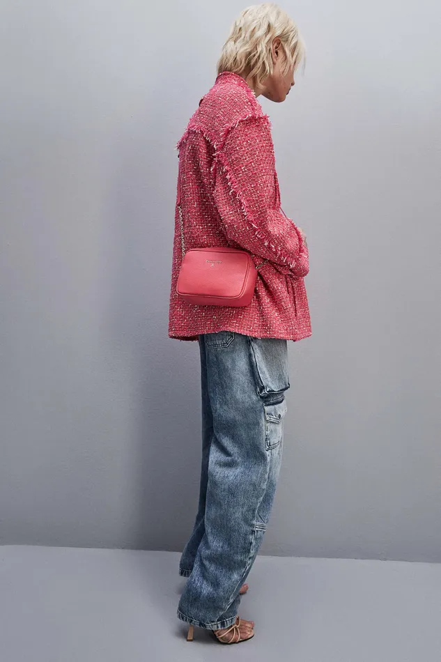Patrizia Pepe Leather Bag With Shoulder Strap Pink Hybrid Rose Bags Crossbodys