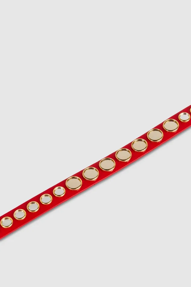 Patrizia Pepe Leather Choker With Micro Mirrors Red Red Heart Accessories