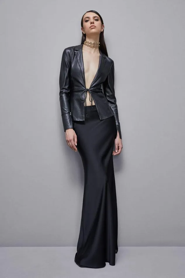 Patrizia Pepe Leathereffect Overshirt Jacket Black Nero Apparel Shirts