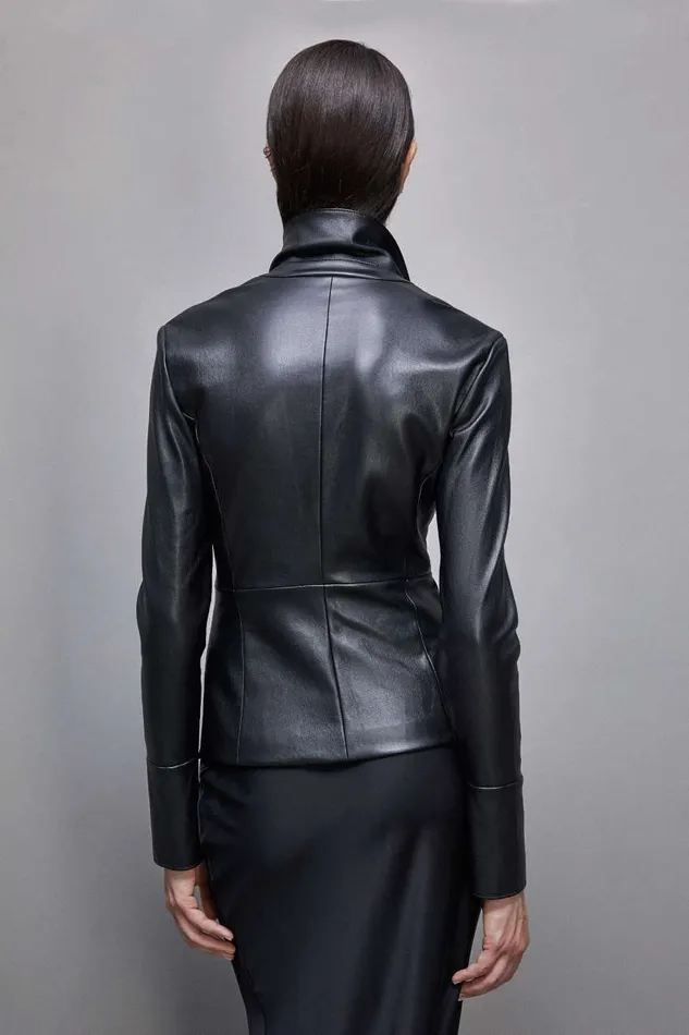 Patrizia Pepe Leathereffect Overshirt Jacket Black Nero Apparel Shirts