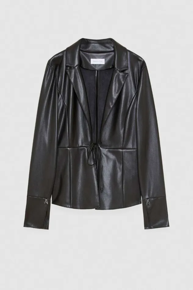 Patrizia Pepe Leathereffect Overshirt Jacket Black Nero Apparel Shirts