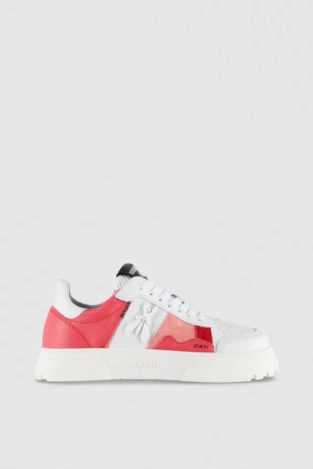 Patrizia Pepe Leather White And Pink Sneakers Hybrid Rosewhite Footwear